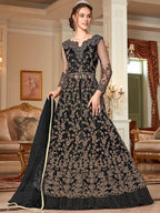 Myra Black Embroidery Gown | Grocsy