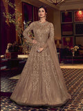 Myra Brown Premium Net Anarkali Suit | Grocsy