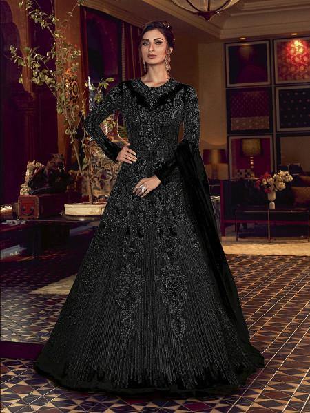 Myra Black Beautiful Premium Net Anarkali Suit | Grocsy