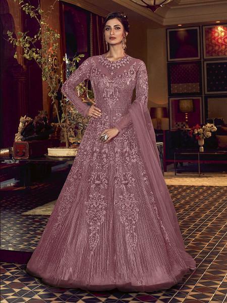 Myra Purple Premium Net Anarkali Suit | Grocsy