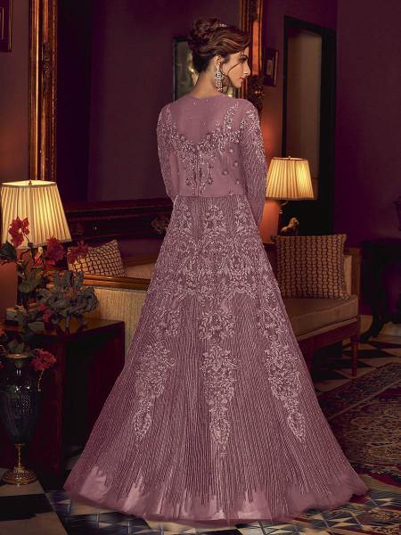 Myra Purple Premium Net Anarkali Suit | Grocsy