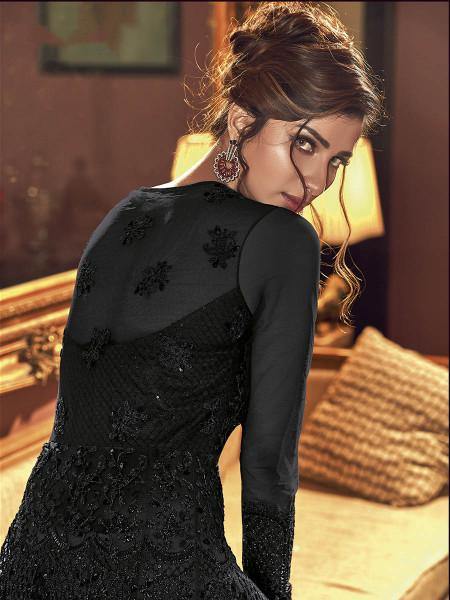 Myra Black Premium Net Anarkali Suit | Grocsy