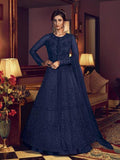 Myra Blue Premium Net Anarkali Suit | Grocsy