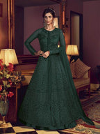 Myra Deep Green Premium Net Anarkali Suit | Grocsy