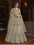 Myra Off White Embroidered Butterfly Net Anarkali Suit | Grocsy