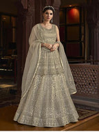 Myra Off White Embroidered Butterfly Net Anarkali Suit | Grocsy