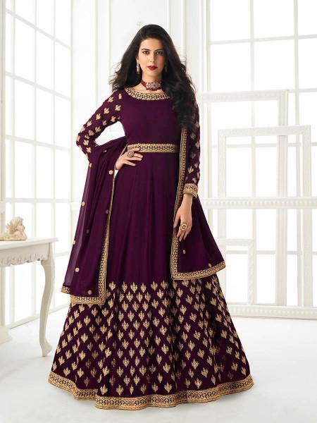 Myra Purple Georgette Embroidered Anarkali Suit | Grocsy