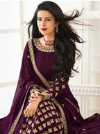Myra Purple Georgette Embroidered Anarkali Suit | Grocsy