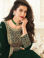 Myra Deep Green Georgette Embroidered Anarkali Suit | Grocsy