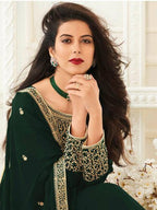 Myra Deep Green Georgette Embroidered Anarkali Suit | Grocsy