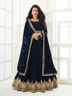 Myra Navy Blue Georgette Embroidered Anarkali Suit | Grocsy