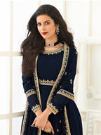 Myra Navy Blue Georgette Embroidered Anarkali Suit | Grocsy