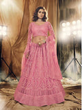 Myra Dusty Pink Heavy Embroidered Net bridal Lehenga | Grocsy