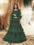 Myra Green Heavy Embroidered Net Bridal Lehenga | Grocsy