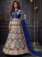 Myra Blue Butterfly Net Embroidered Anarkali Suit | Grocsy
