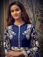 Myra Blue Butterfly Net Embroidered Anarkali Suit | Grocsy