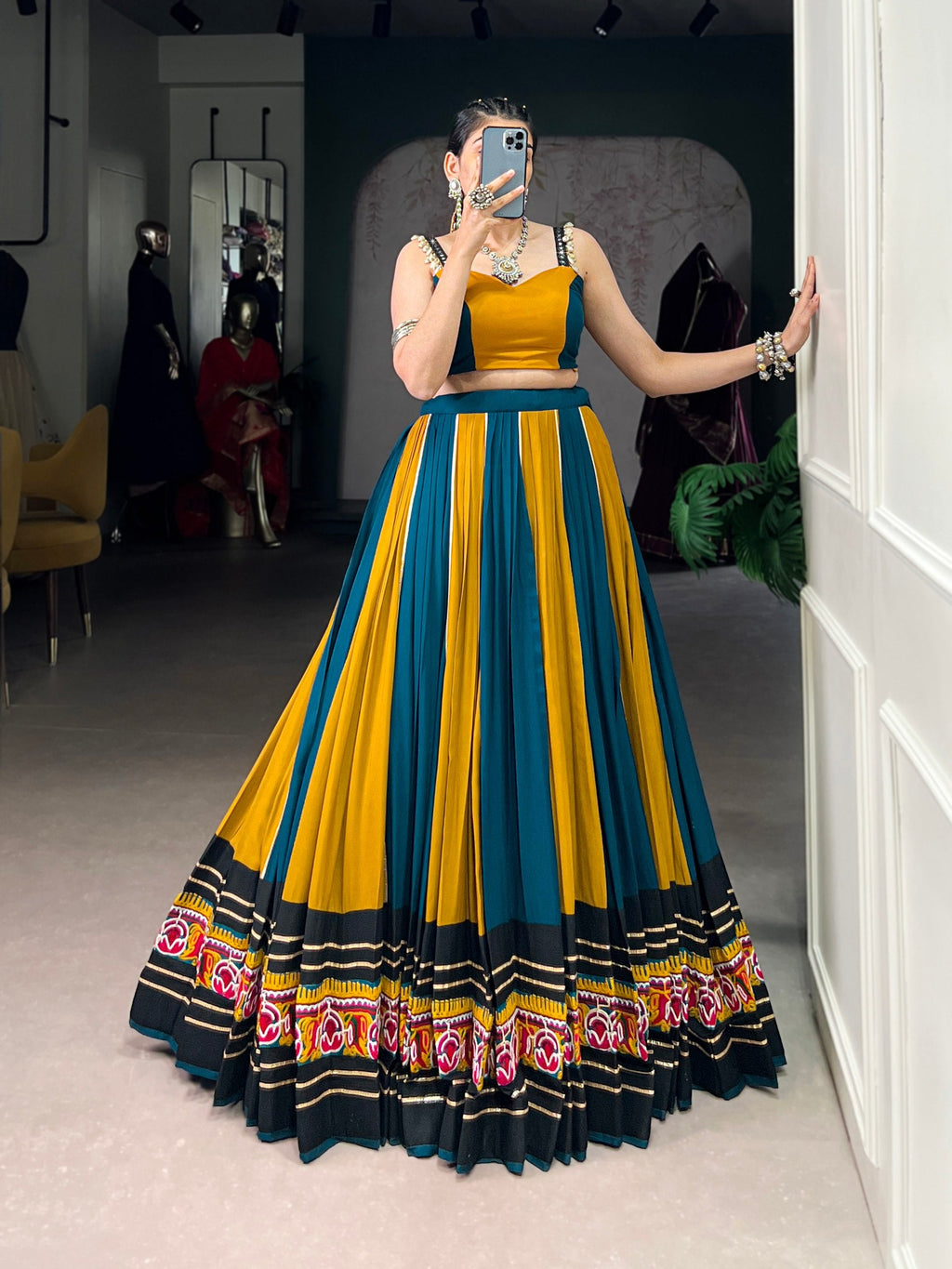 Lorenvalley Fashion Multicolor Pure Rayon Gamthi Work With Gota Patti Lace Touch Up Lehenga Choli | Grocsy