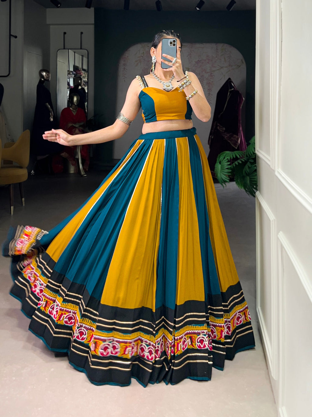 Lorenvalley Fashion Multicolor Pure Rayon Gamthi Work With Gota Patti Lace Touch Up Lehenga Choli | Grocsy