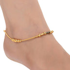 AanyaCentric Gold-Polished Traditional Anklets Payal - Classic and Stylish for Women and Girls | Grocsy