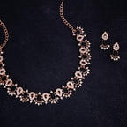Tehzeeb Creations Black Colour Ad Studded Necklace Jewellery Set With Matching Earrings For Women And Girls - Swadesiicart