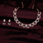 Tehzeeb Creations Black Colour Ad Studded Necklace Jewellery Set With Matching Earrings For Women And Girls - Swadesiicart