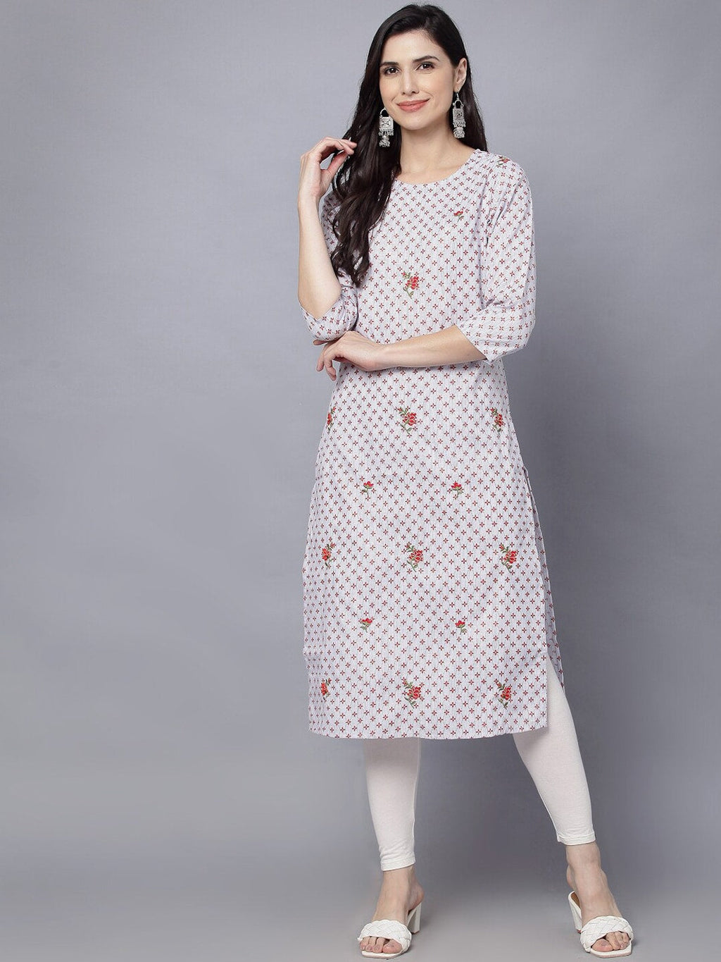 HERE&NOW Women Geometric Checked Patchwork Kurta | Grocsy