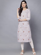 HERE&NOW Women Geometric Checked Patchwork Kurta | Grocsy