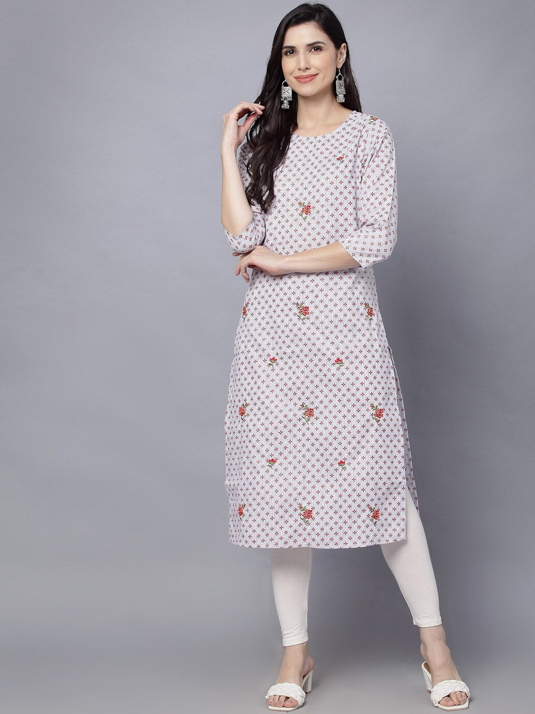 HERE&NOW Women Geometric Checked Patchwork Kurta | Grocsy