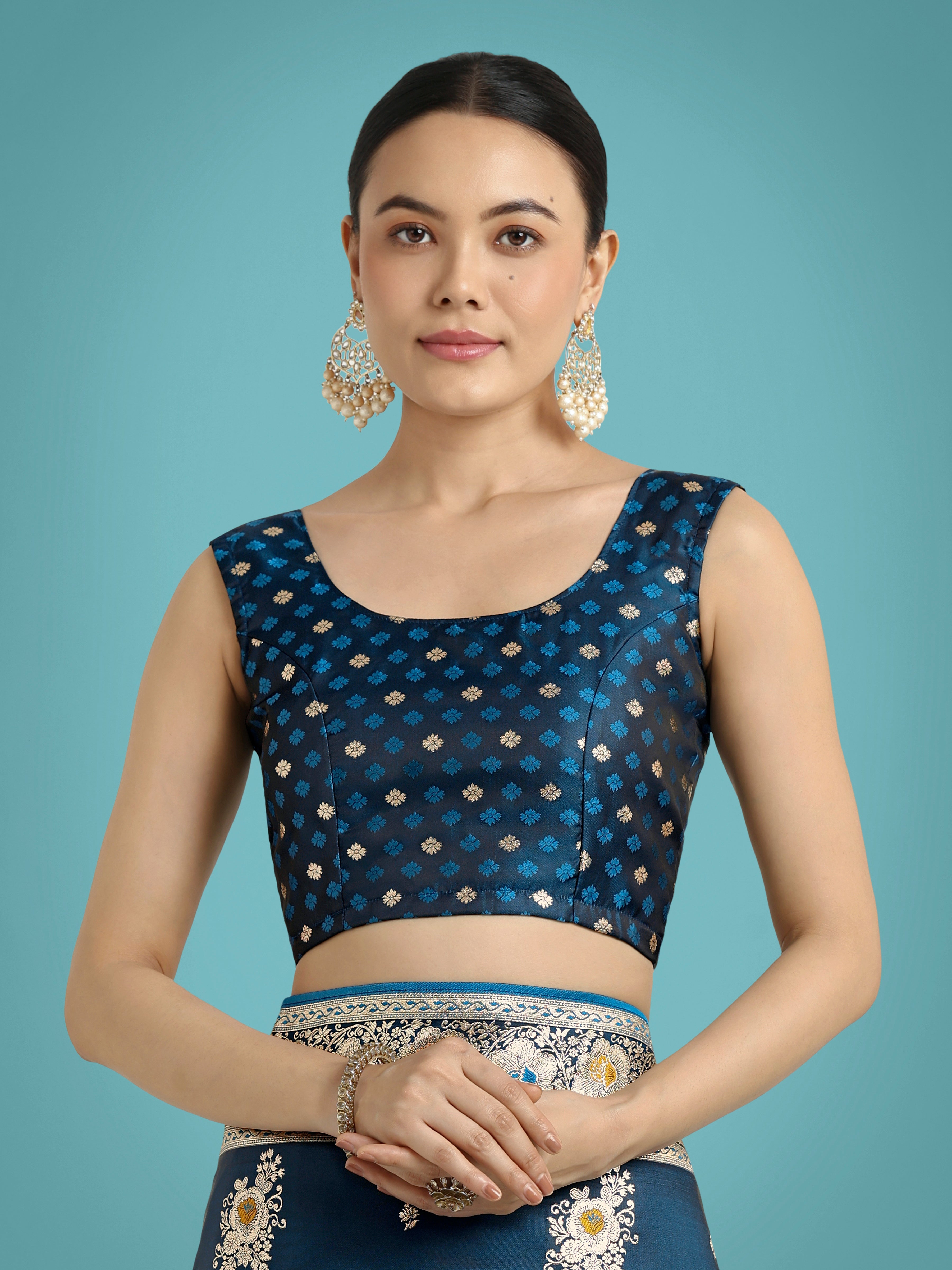 Monjolika Fashion Dark Teal Glamour and Tradition With This Zari Woven Banarasi Satin Silk Saree | Grocsy