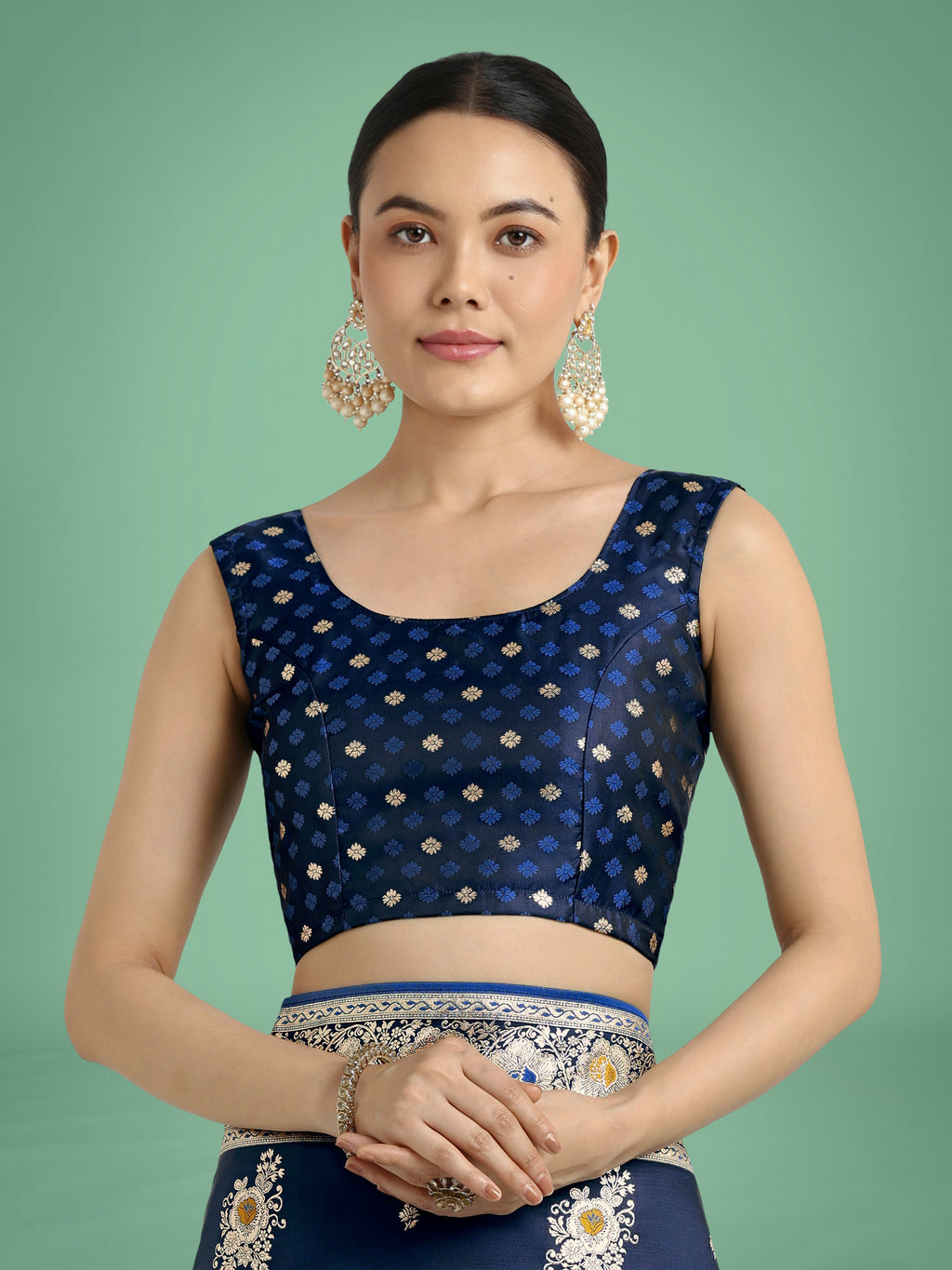 Monjolika Fashion Dark blue Glamour and Tradition With This Zari Woven Banarasi Satin Silk Saree | Grocsy