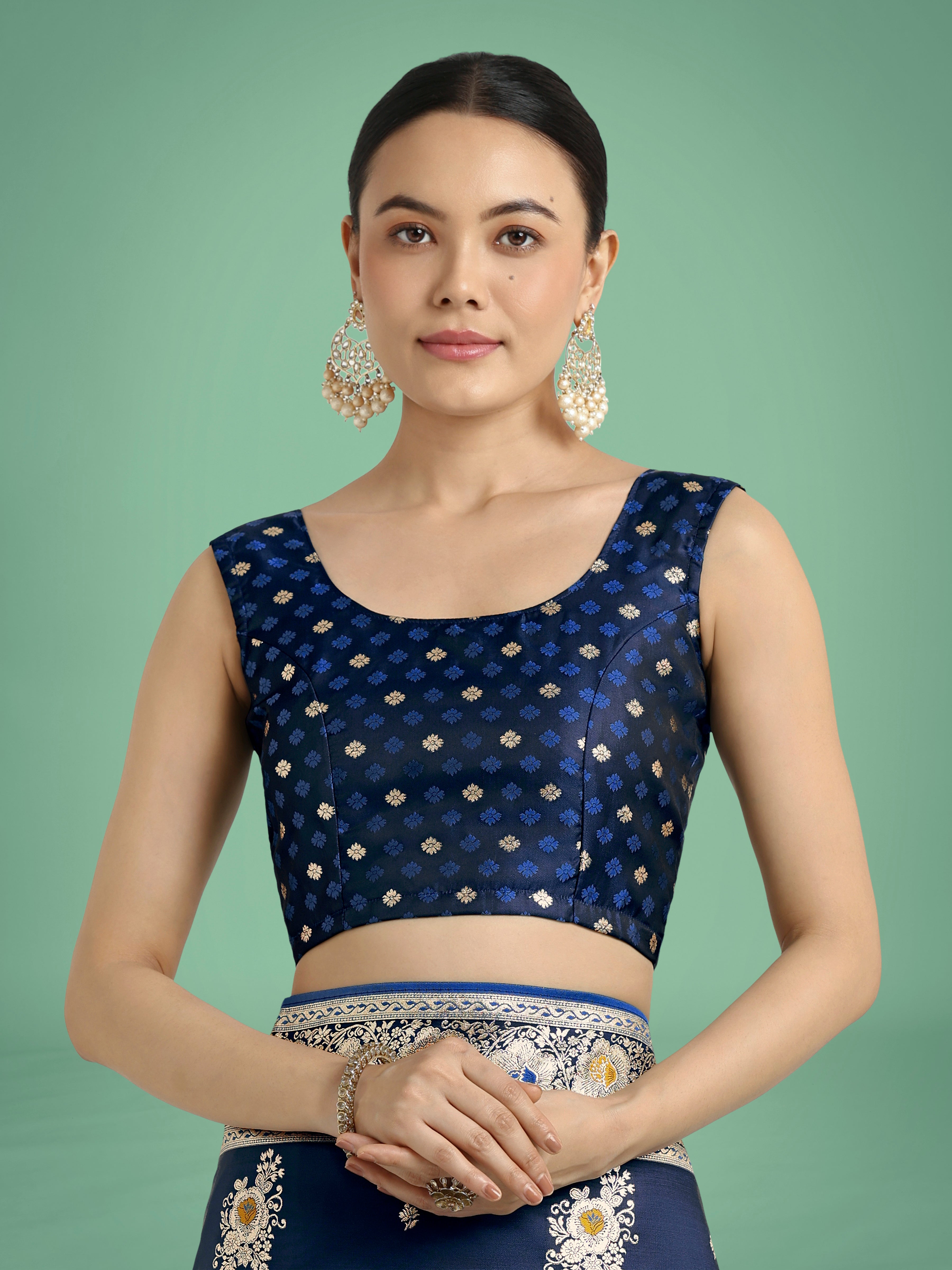 Monjolika Fashion Dark blue Glamour and Tradition With This Zari Woven Banarasi Satin Silk Saree | Grocsy