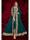Myra Dark Green Georgette Embroidered Anarkali Pant Style Suit | Grocsy