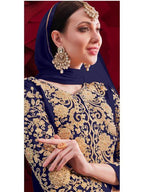 Myra Navy Blue Georgette Embroidered Anarkali Pant Style Suit | Grocsy