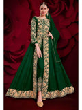 Myra Beautiful Green Georgette Embroidered Anarkali Pant Style Suit | Grocsy
