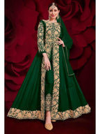 Myra Green Georgette Embroidered Anarkali Pant Style Suit | Grocsy