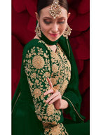 Myra Beautiful Green Georgette Embroidered Anarkali Pant Style Suit | Grocsy