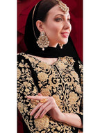 Myra Black Georgette Embroidered Anarkali Pant Style Suit | Grocsy