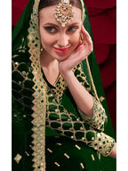 Myra Green Georgette Embroidered Anarkali Pant Style Suit | Grocsy