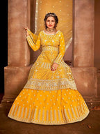 Myra Beautiful Mustard Yellow Heavy Embroidered Gharara Suit | Grocsy