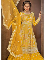 Myra Beautiful Mustard Yellow Heavy Embroidered Gharara Suit | Grocsy