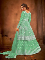 Myra Fashion Sea Green Heavy Embroidered Gharara Suit | Grocsy