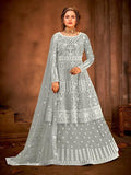 Myra Dusty Grey Heavy Embroidered Gharara Suit | Grocsy