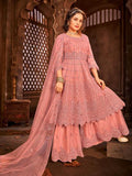 Myra Beautiful Dusty Pink Heavy Embroidered Gharara Suit | Grocsy