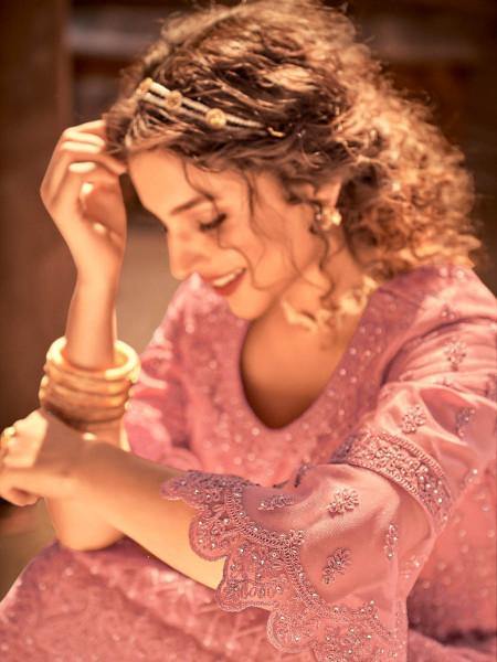 Myra Beautiful Dusty Pink Heavy Embroidered Gharara Suit | Grocsy