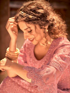 Myra Beautiful Dusty Pink Heavy Embroidered Gharara Suit | Grocsy