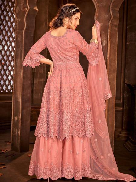 Myra Beautiful Dusty Pink Heavy Embroidered Gharara Suit | Grocsy