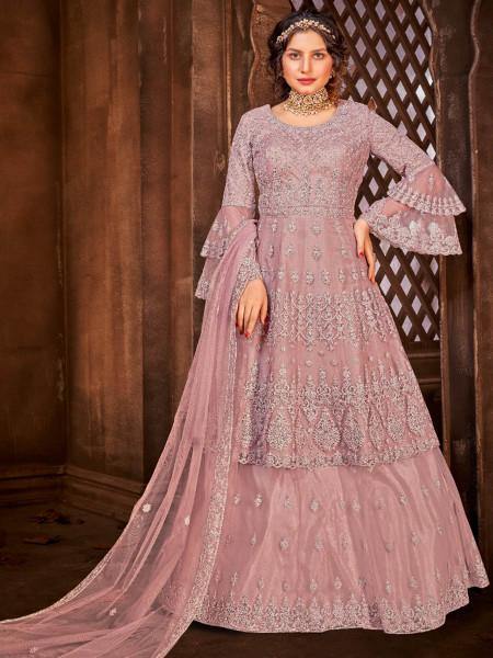 Myra Lilac Heavy Embroidered Gharara Suit | Grocsy