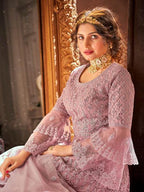 Myra Lilac Heavy Embroidered Gharara Suit | Grocsy