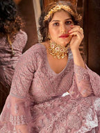 Myra Lilac Heavy Embroidered Gharara Suit | Grocsy