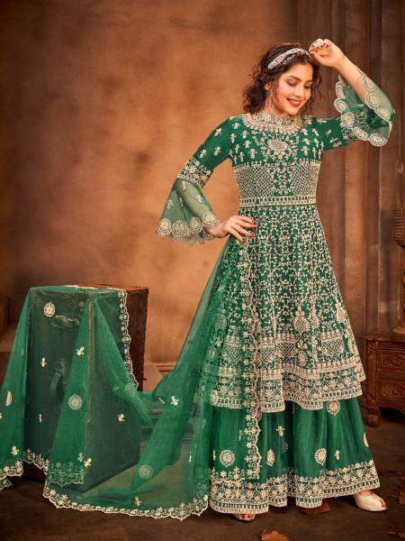 Myra Green Heavy Embroidered Gharara Suit | Grocsy